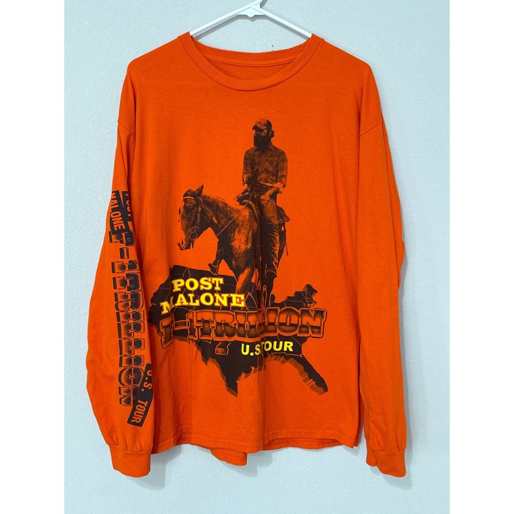 Post Malone Orange F-1 Trillion U.S. Tour Long Sleeve Shirt XL READ
